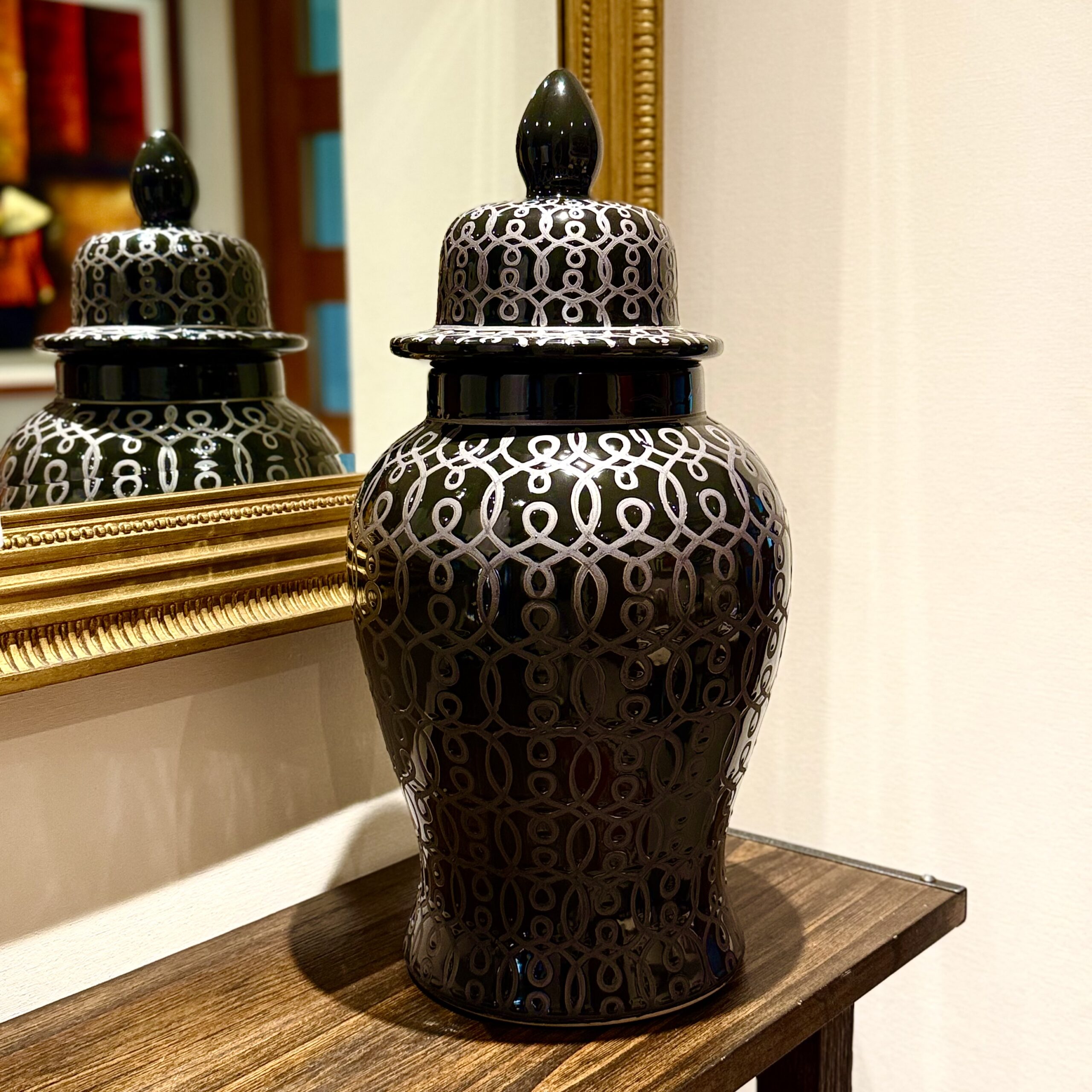 Jarrón tallado negro 65 cm