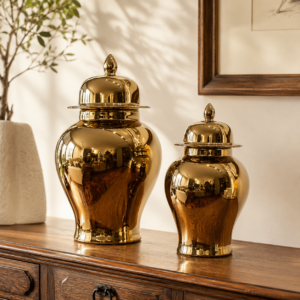 Jarrón potiche porcelana Gold